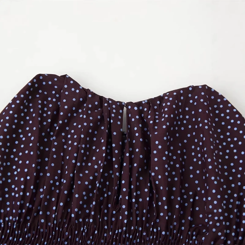 Damen gerafftes Polka‑Dot Oberteil mit elastischem Smock‑Korpus, Ballonärmeln und Volantsaum Nord Taschen