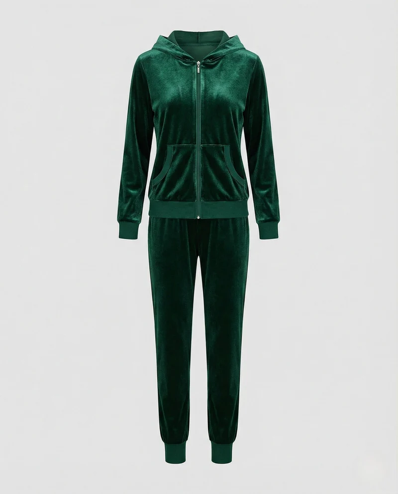 Freizeitkleidung Damen Samt Jogginganzug