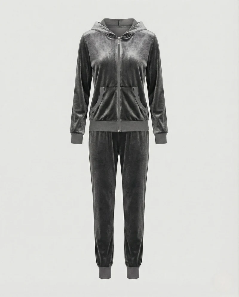Freizeitkleidung Damen Samt Jogginganzug