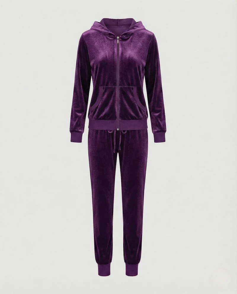 Freizeitkleidung Damen Samt Jogginganzug