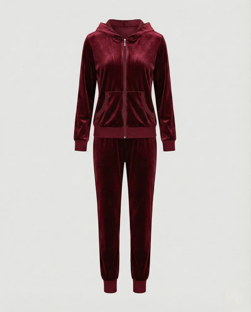 Freizeitkleidung Damen Samt Jogginganzug