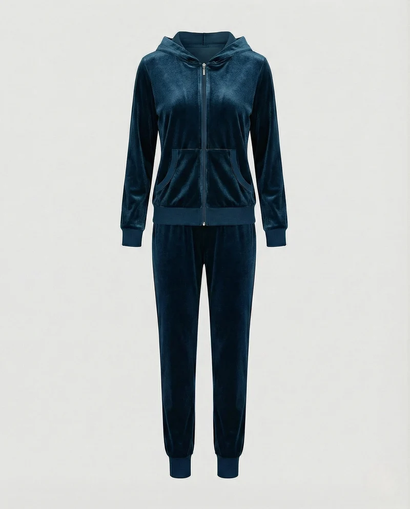 Freizeitkleidung Damen Samt Jogginganzug