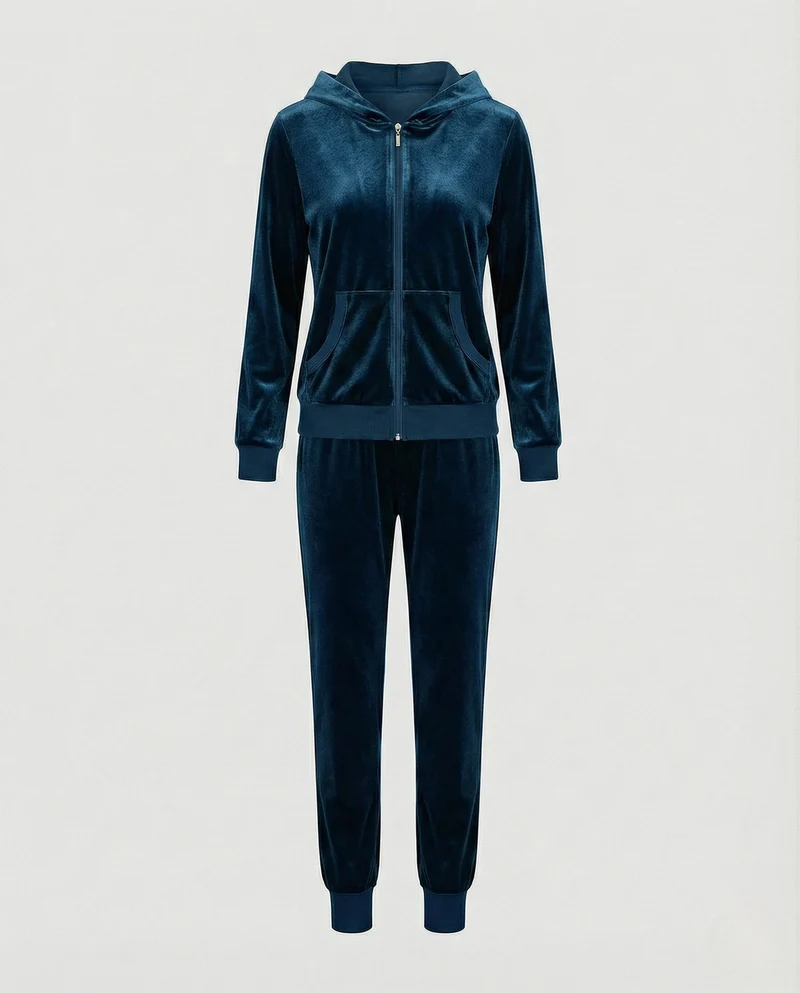 Freizeitkleidung Damen Samt Jogginganzug