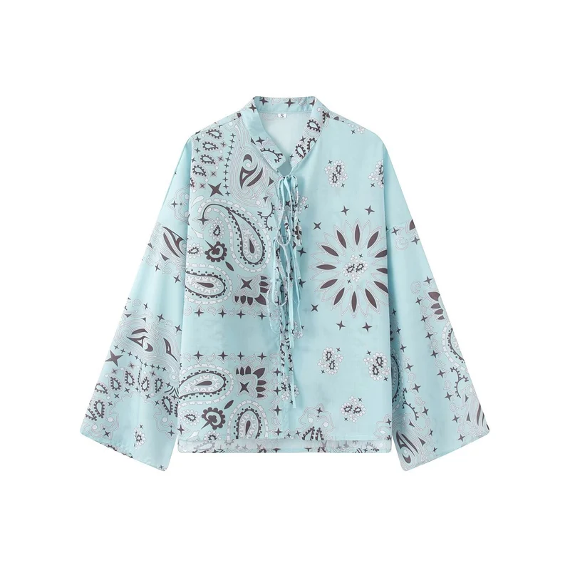 Damen Leichte Palazzo‑Schlafhose mit Paisley‑Print und elastischem Bund Nord Taschen