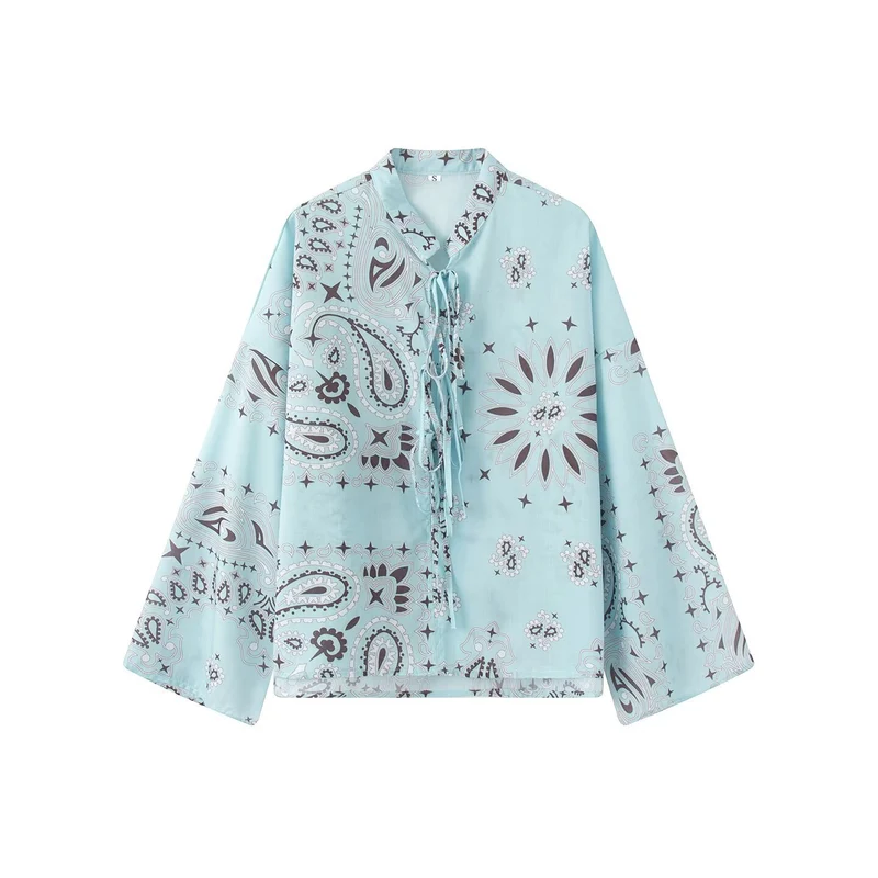 Damen Leichte Palazzo‑Schlafhose mit Paisley‑Print und elastischem Bund Nord Taschen