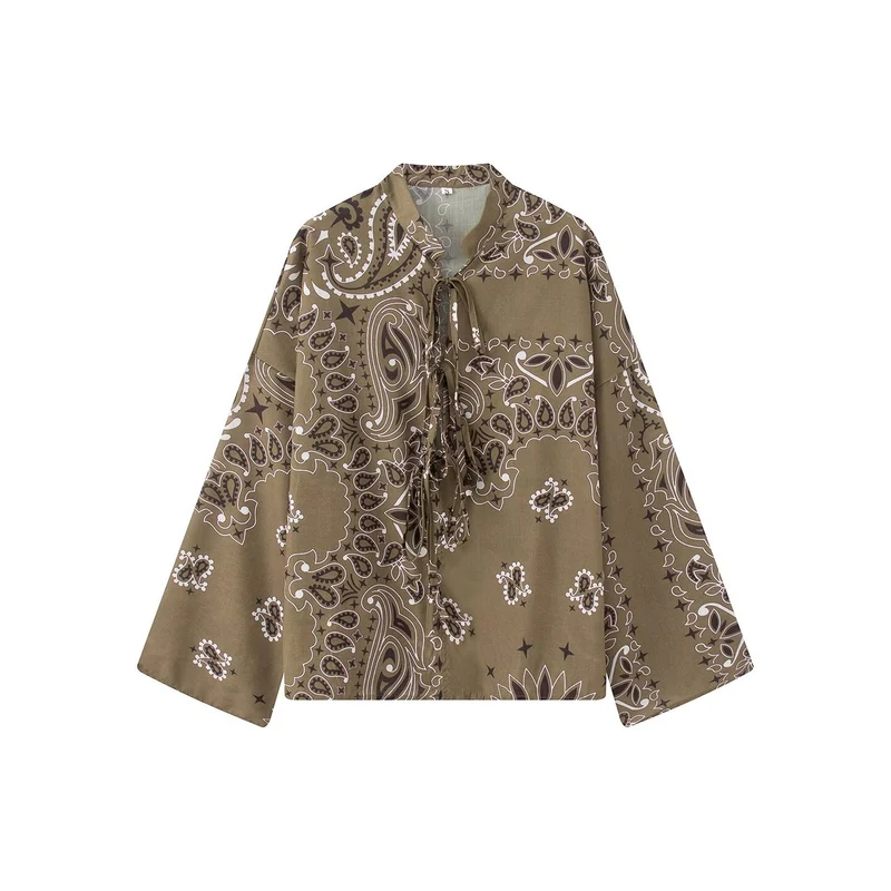 Damen Leichte Palazzo‑Schlafhose mit Paisley‑Print und elastischem Bund Nord Taschen