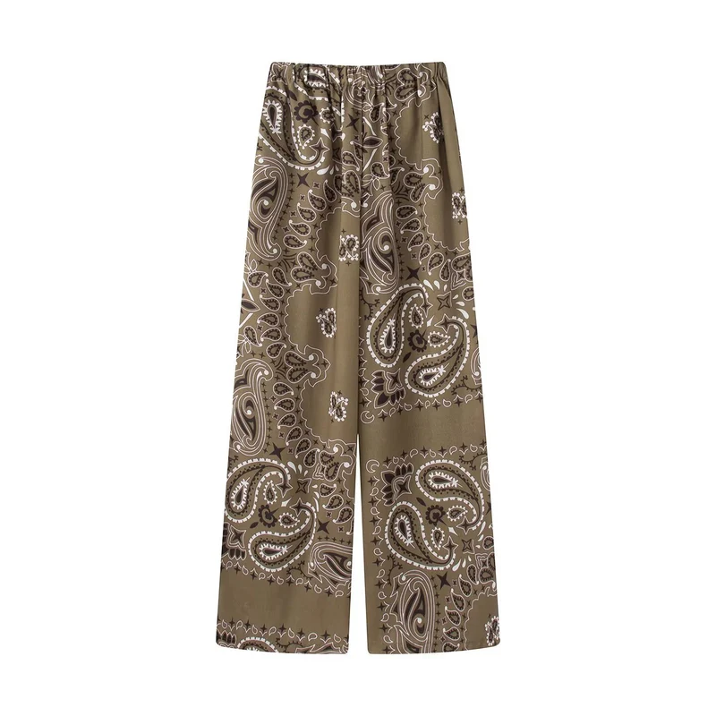 Damen Leichte Palazzo‑Schlafhose mit Paisley‑Print und elastischem Bund Nord Taschen