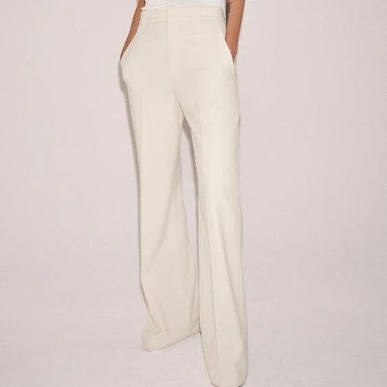 Damen Leicht fallende Highwaist Palazzohose mit weitem Bein und Bügelfalte Nord Taschen