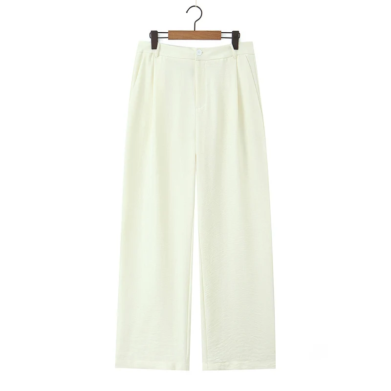 Damen Leicht fallende Highwaist Palazzohose mit weitem Bein und Bügelfalte Nord Taschen