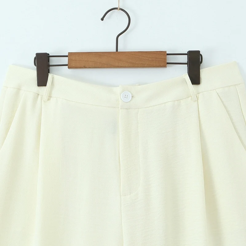 Damen Leicht fallende Highwaist Palazzohose mit weitem Bein und Bügelfalte Nord Taschen