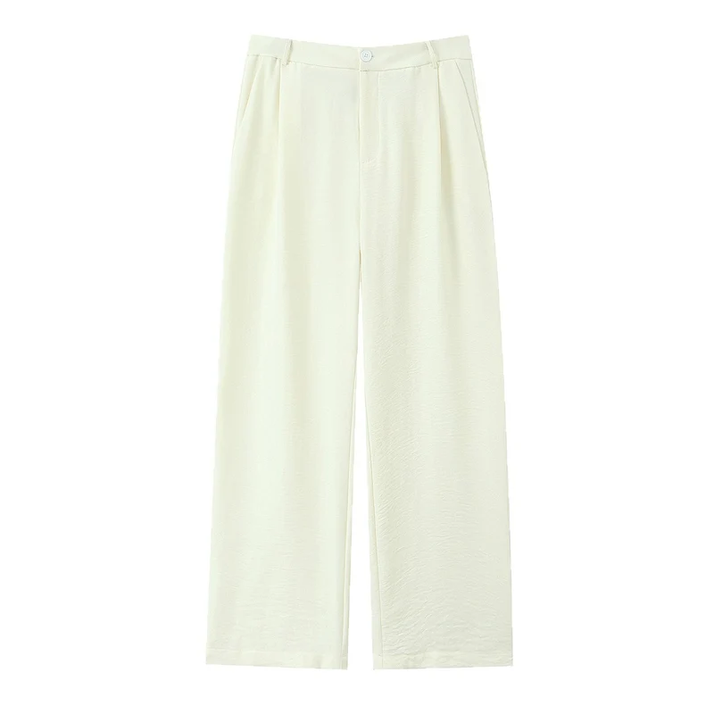 Damen Leicht fallende Highwaist Palazzohose mit weitem Bein und Bügelfalte Nord Taschen