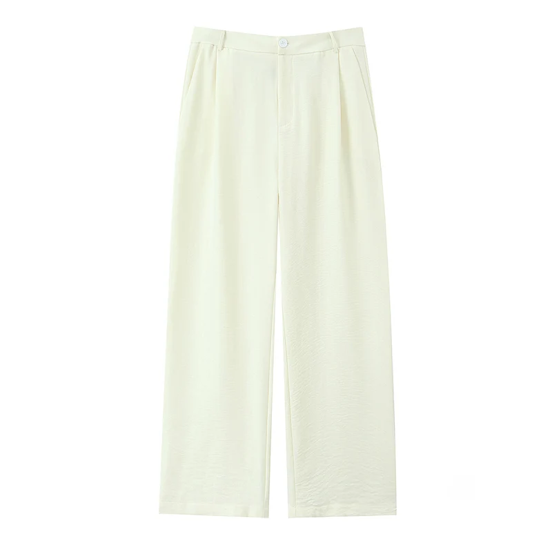 Damen Leicht fallende Highwaist Palazzohose mit weitem Bein und Bügelfalte Nord Taschen