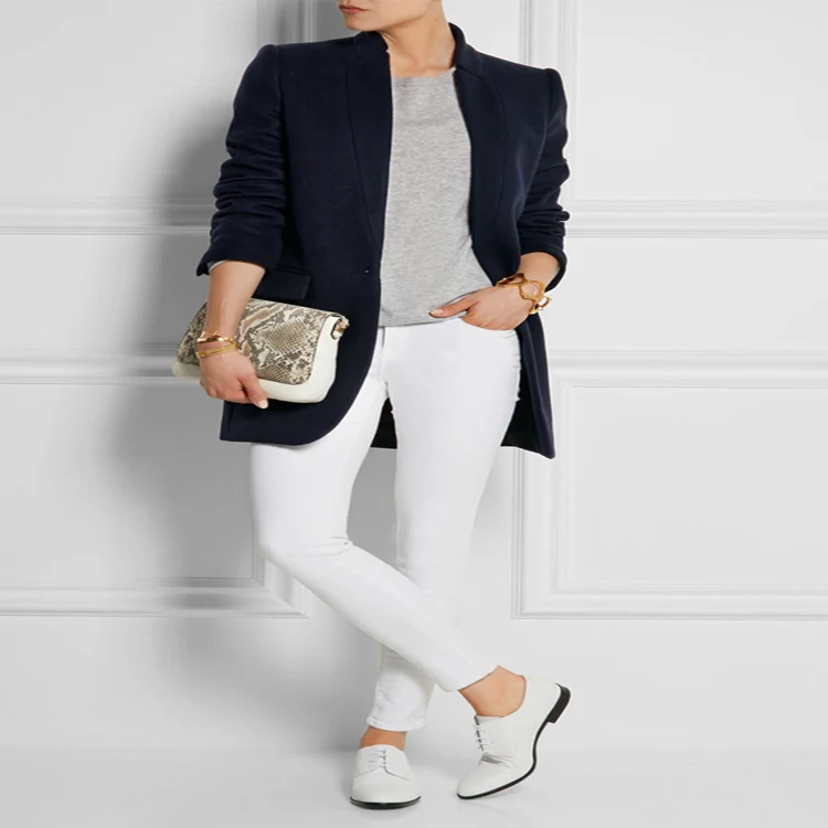 Damen Midilanger strukturiertes Longblazer‑Mantel mit schmalem Stehkragen und Pattentaschen Nord Taschen