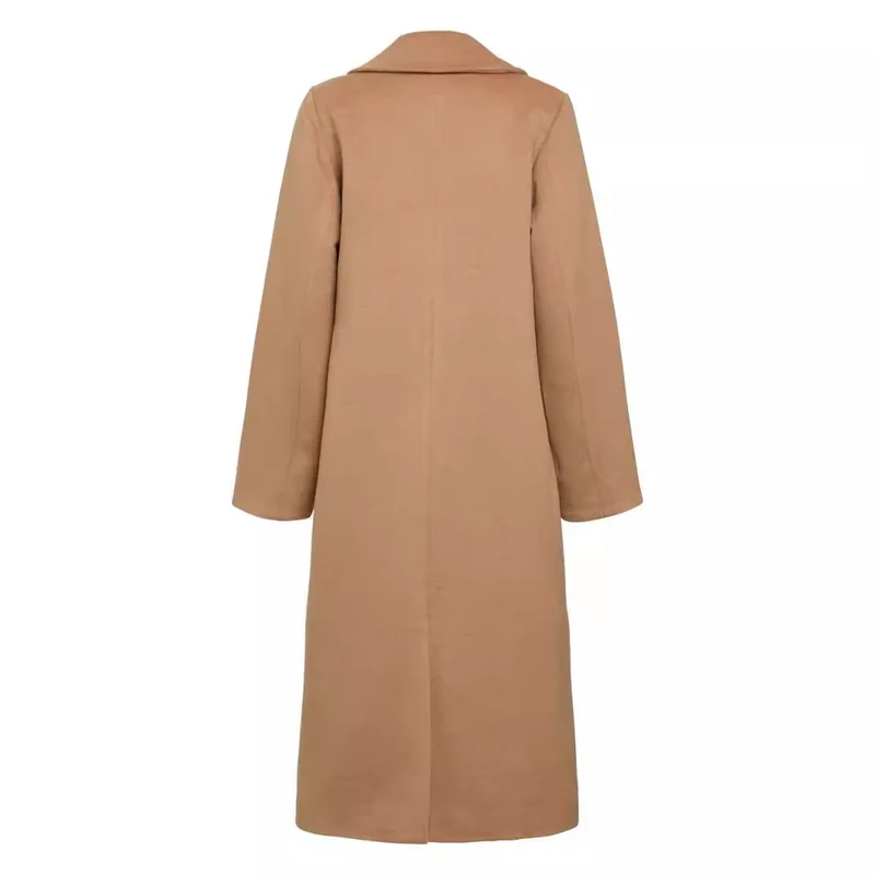 Damen Midilanger Einreihiger Wollmix-Mantel mit minimalistischem Schalkragen Nord Taschen