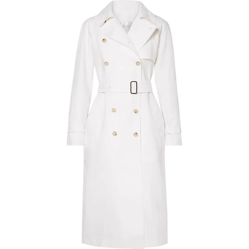 Damen Midilanger Einreihiger Trenchcoat mit Sturmlasche und verstellbaren Manschetten Nord Taschen