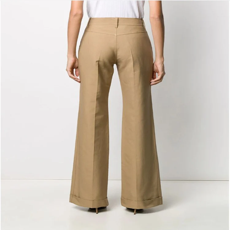 Damen Hochtaillierte Weite Tailoring‑Hose mit Bügelfalte und Aufschlag Nord Taschen