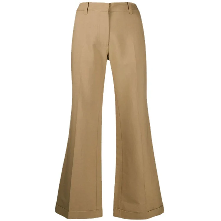 Damen Hochtaillierte Weite Tailoring‑Hose mit Bügelfalte und Aufschlag Nord Taschen