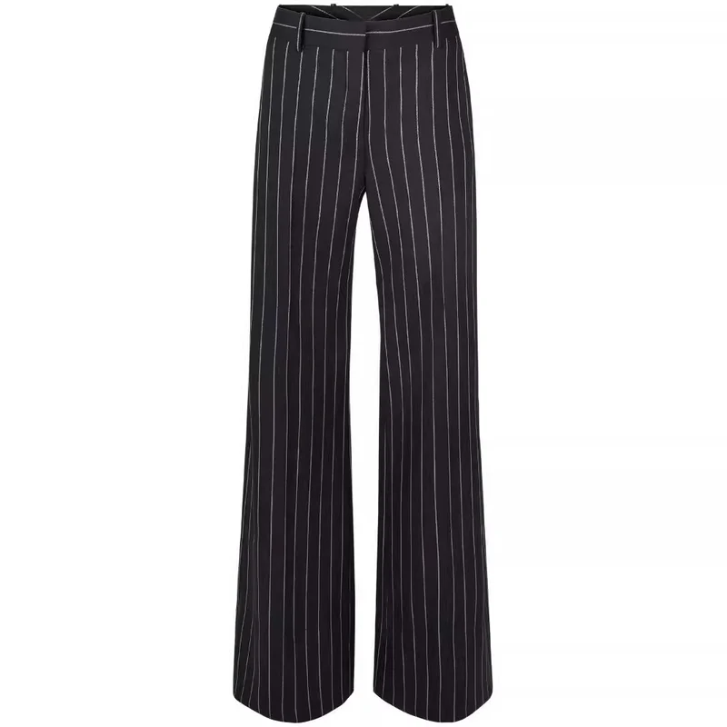 Damen Hochtaillierte weite Nadelstreifen-Hose im Tailoring-Stil Nord Taschen
