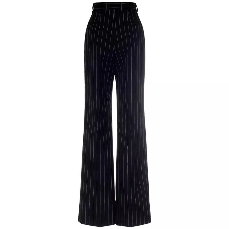 Damen Hochtaillierte weite Nadelstreifen-Hose im Tailoring-Stil Nord Taschen