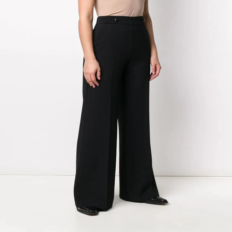 Damen Hochtaillierte Tailoring-Palazzohose mit Bügelfalte und weitem Bein Nord Taschen