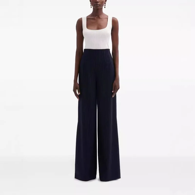 Damen Hochtaillierte Plissee‑Palazzohose mit weitem Bein Nord Taschen