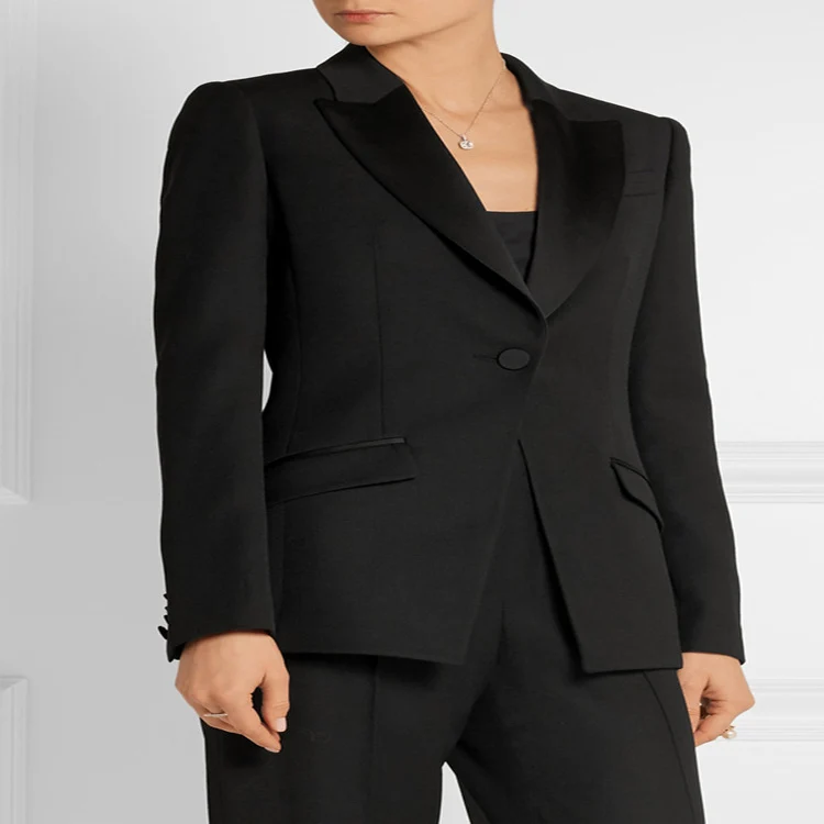Damen Taillierter Ein-Knopf‑Blazer mit Satinbesatz und konturierter Nahtführung Nord Taschen