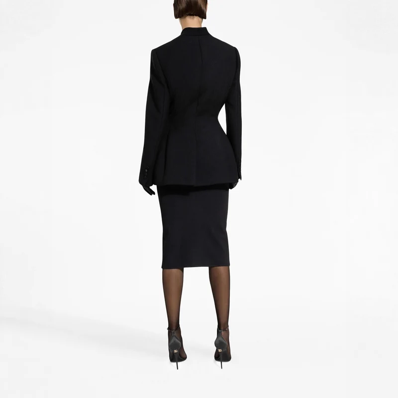 Damen Taillierter Blazer mit Stehkragen, strukturierter Schulter und dekorativer Knopfleiste Nord Taschen