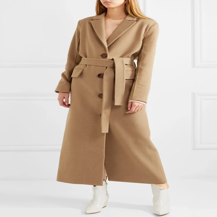 Damen Bodenlanger Einreihiger Wollmix‑Mantel mit seitlichem Gehschlitz und minimalistischer Tailoring‑Optik Nord Taschen