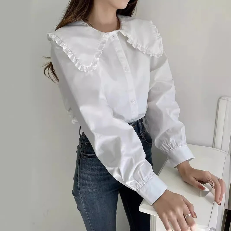 Damen Bluse mit übergroßem Rüschenkragen und fein gearbeitetem Tailoring Nord Taschen