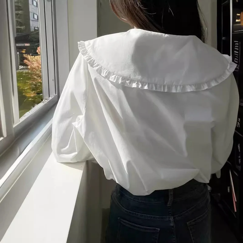 Damen Bluse mit übergroßem Rüschenkragen und fein gearbeitetem Tailoring Nord Taschen