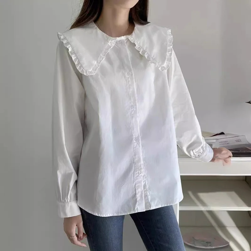 Damen Bluse mit übergroßem Rüschenkragen und fein gearbeitetem Tailoring Nord Taschen