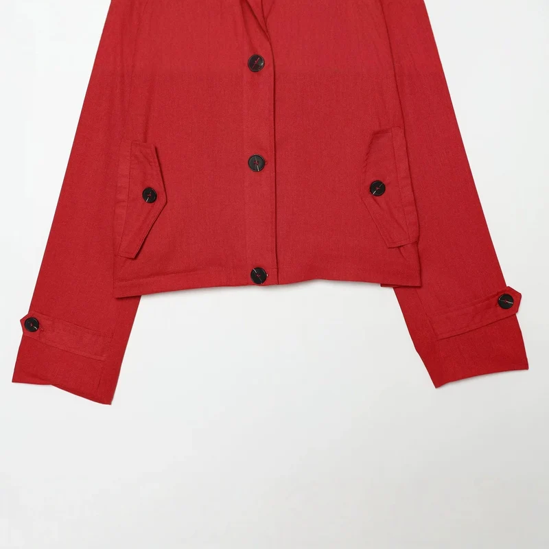 Damen Kurze Utility-Jacke im Cropped-Schnitt mit Stehkragen und Schulterriegeln Nord Taschen