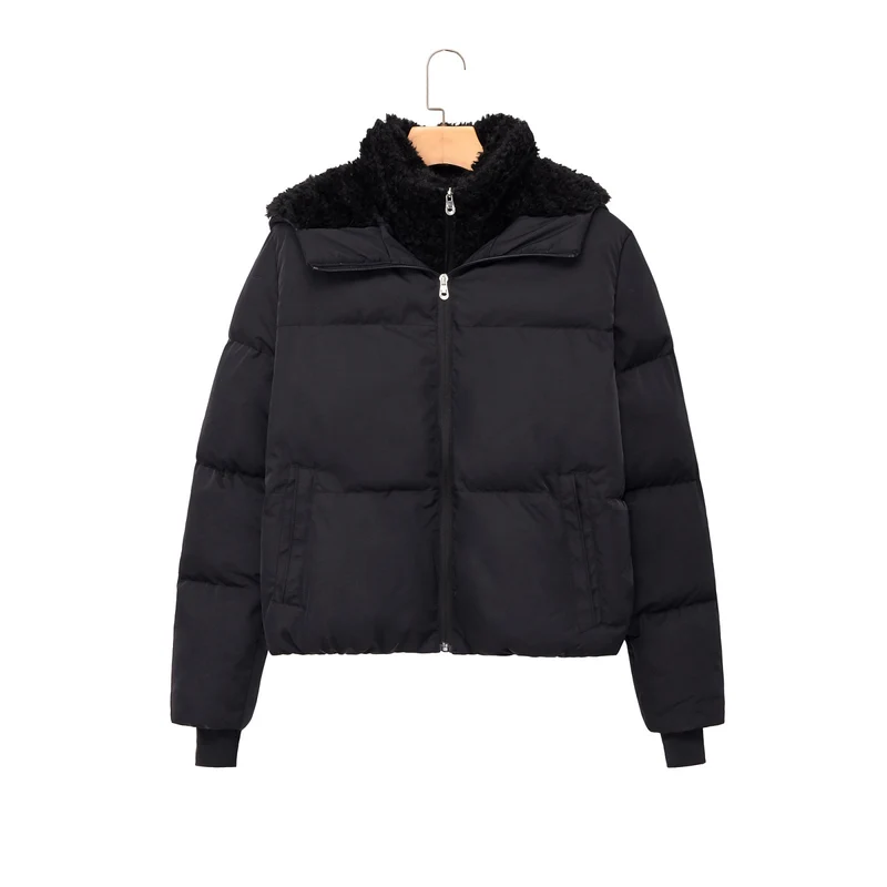 Damen Kurze Steppjacke mit Teddykragen Nord Taschen
