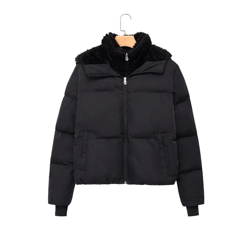 Damen Kurze Steppjacke mit Teddykragen Nord Taschen