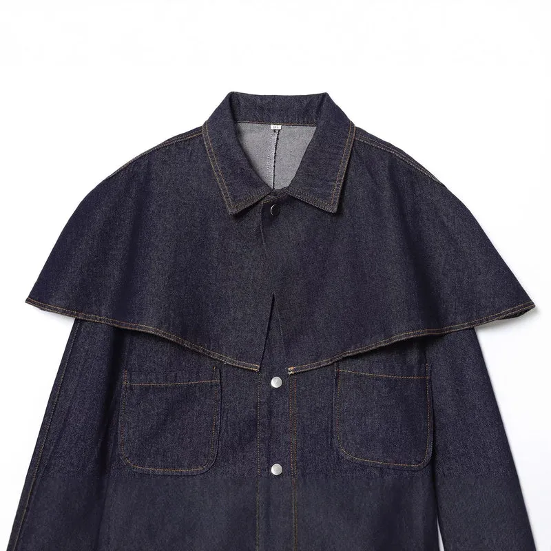 Damen Kurze Jeansjacke mit Cape‑Einsatz, Pattentaschen und Druckknöpfen Nord Taschen