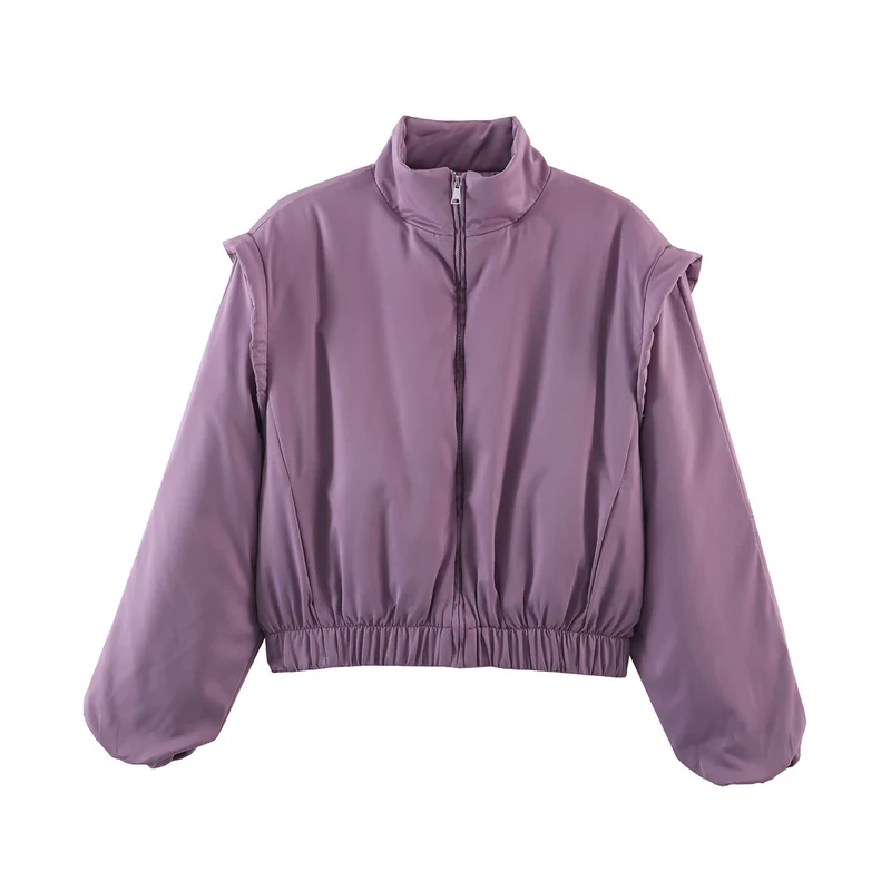 Damen Gepolsterte Cropped-Jacke mit Stehkragen, Tunnelzugsaum und überschnittenen Schulterdetails Nord Taschen