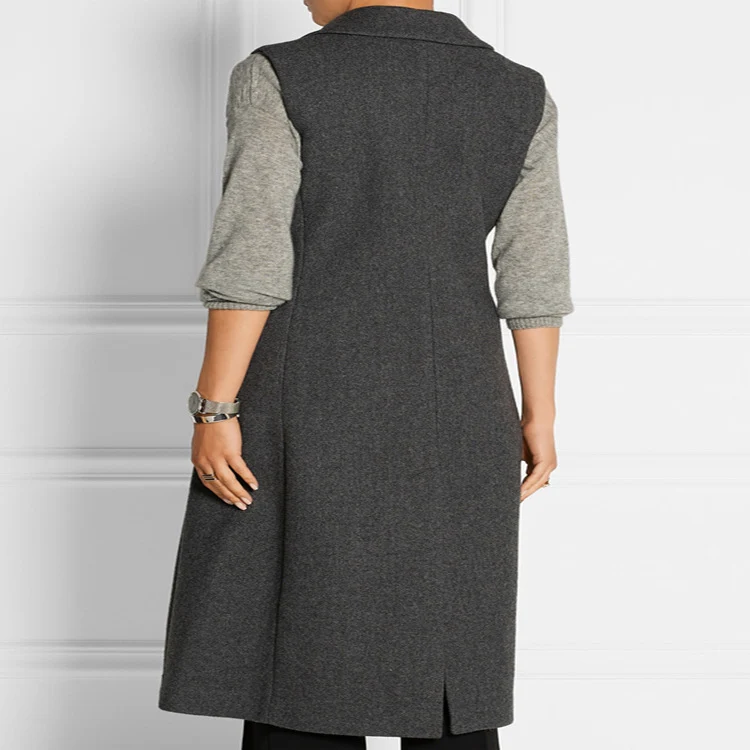 Damen Ärmelloser Wollmix-Mantel mit ausgestellter A‑Linien‑Silhouette und Ein‑Knopf‑Front Nord Taschen