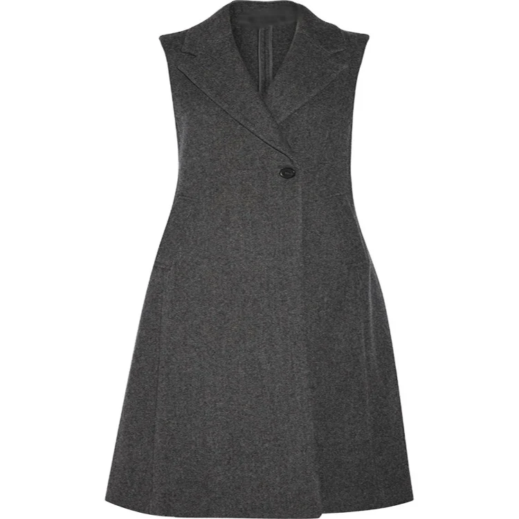 Damen Ärmelloser Wollmix-Mantel mit ausgestellter A‑Linien‑Silhouette und Ein‑Knopf‑Front Nord Taschen