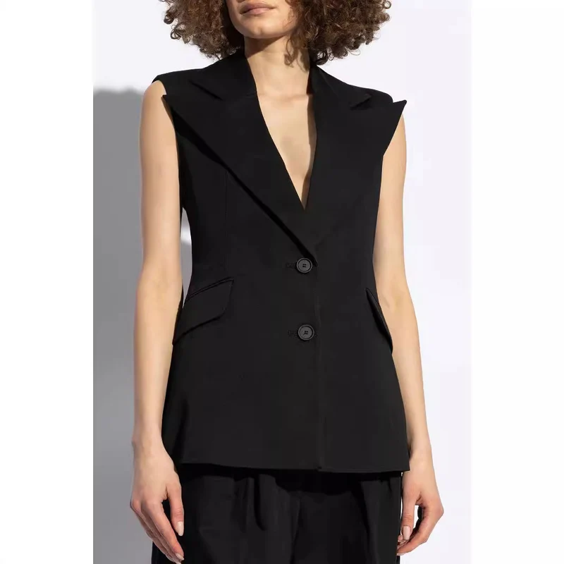 Damen Ärmelloser Blazer mit markantem Schalkragen und taillierter Silhouette Nord Taschen