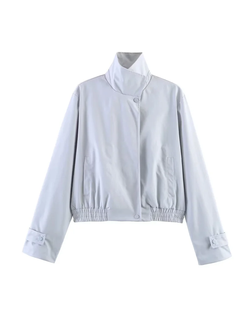 Damen Kurzblouson mit hohem Stehkragen, elastischem Bund und verdeckter Druckknopfleiste Nord Taschen