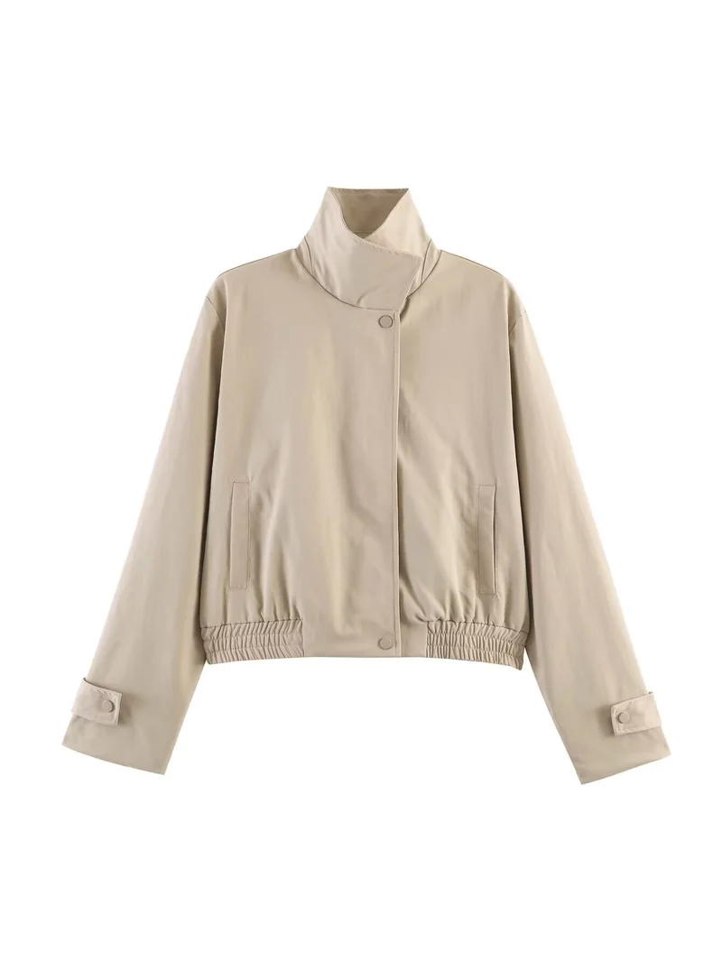 Damen Kurzblouson mit hohem Stehkragen, elastischem Bund und verdeckter Druckknopfleiste Nord Taschen