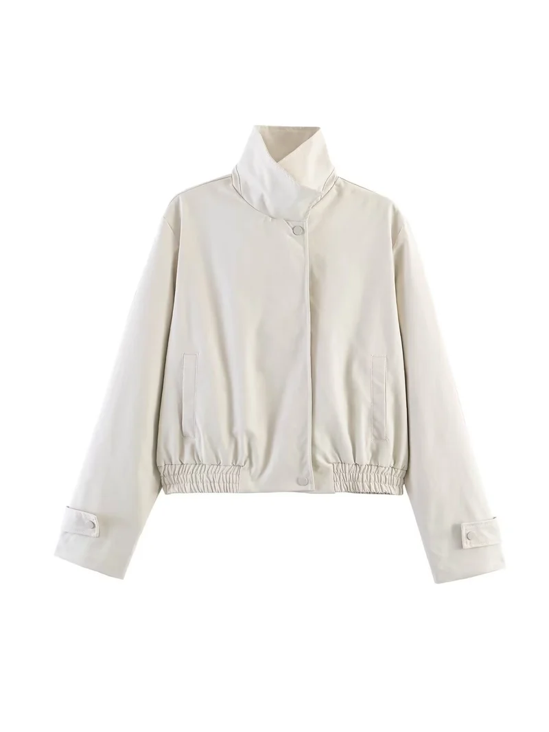 Damen Kurzblouson mit hohem Stehkragen, elastischem Bund und verdeckter Druckknopfleiste Nord Taschen