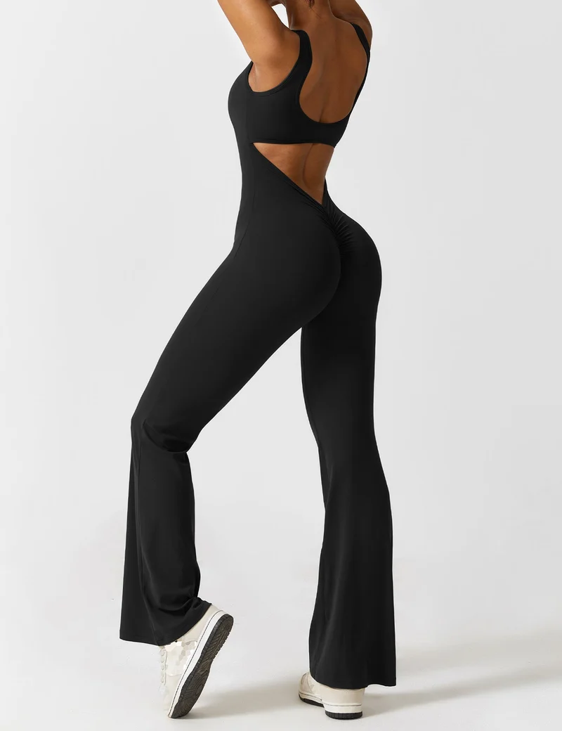 V-Rücken Auslaufender Jumpsuit