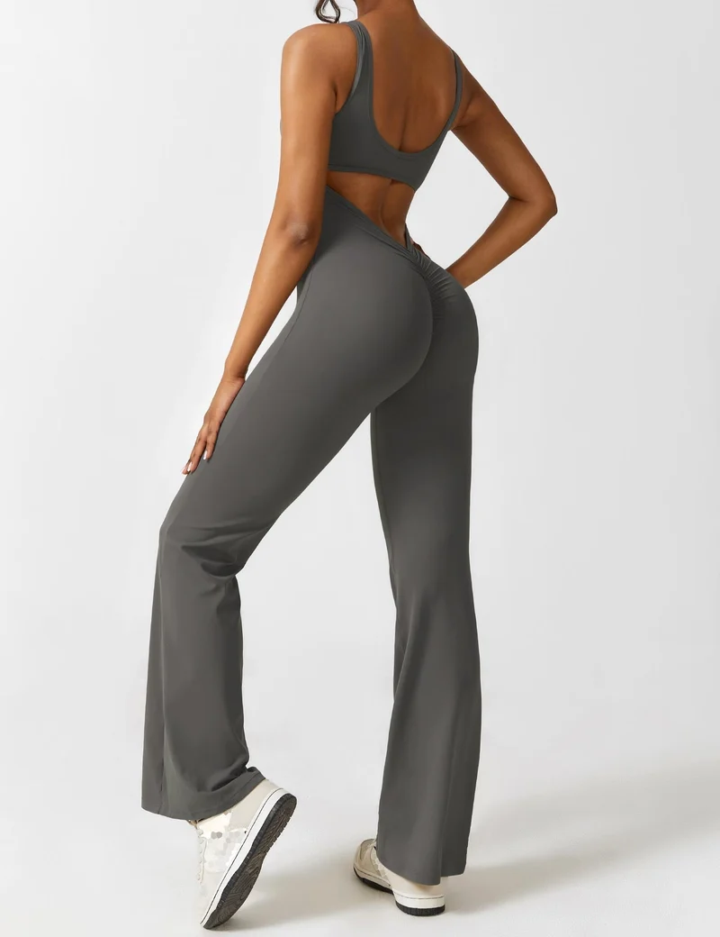V-Rücken Auslaufender Jumpsuit