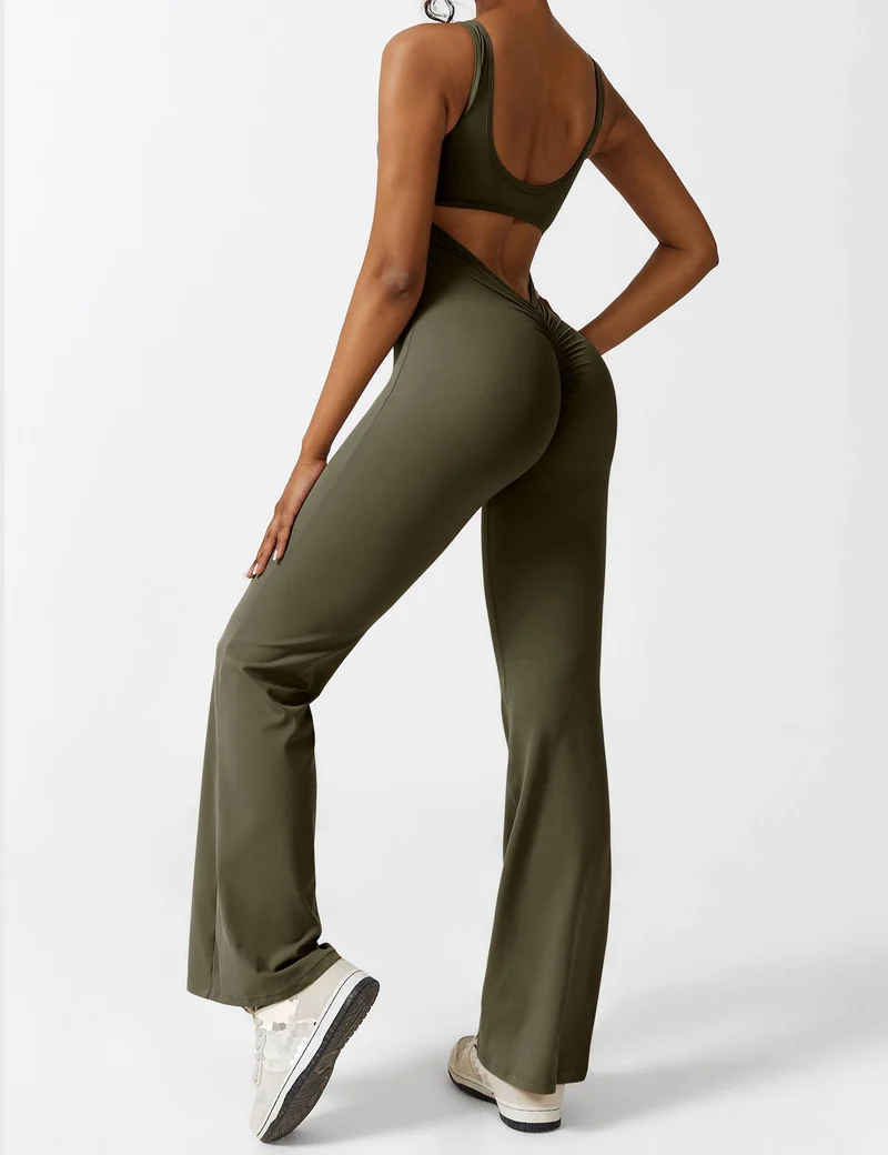 V-Rücken Auslaufender Jumpsuit