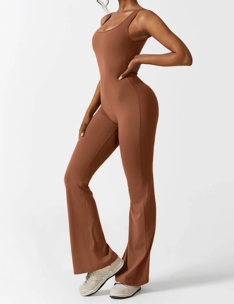 V-Rücken Auslaufender Jumpsuit
