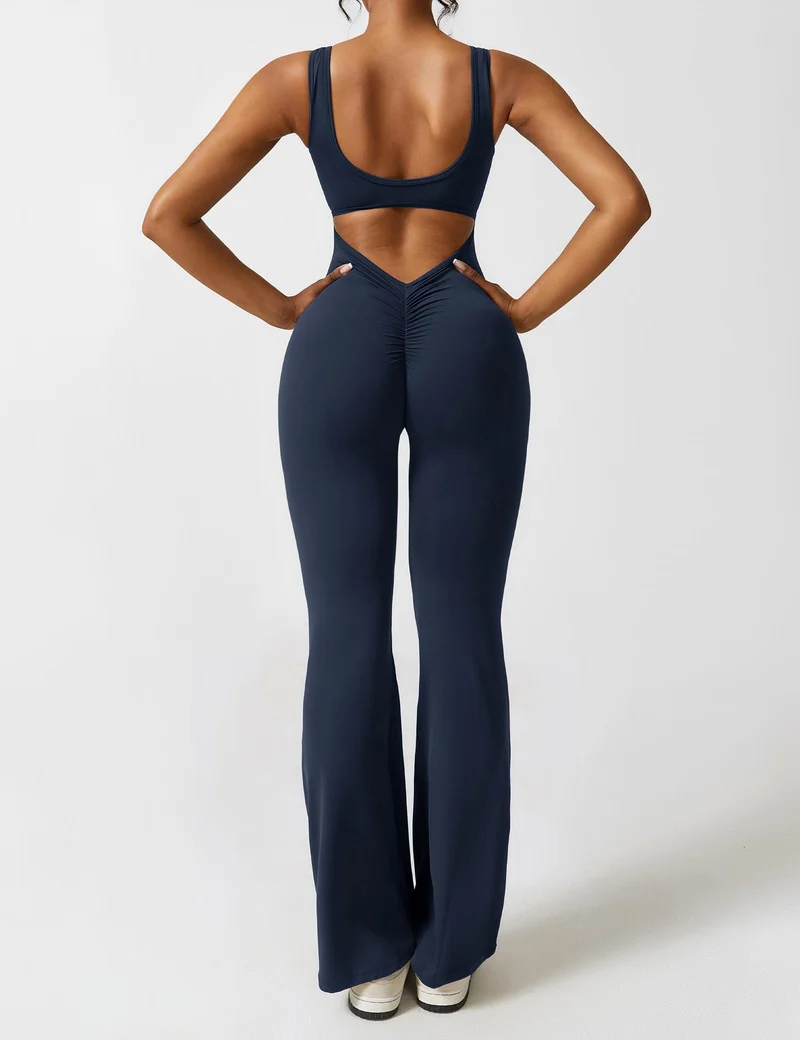 V-Rücken Auslaufender Jumpsuit