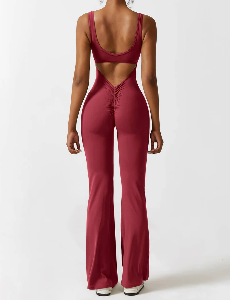 V-Rücken Auslaufender Jumpsuit