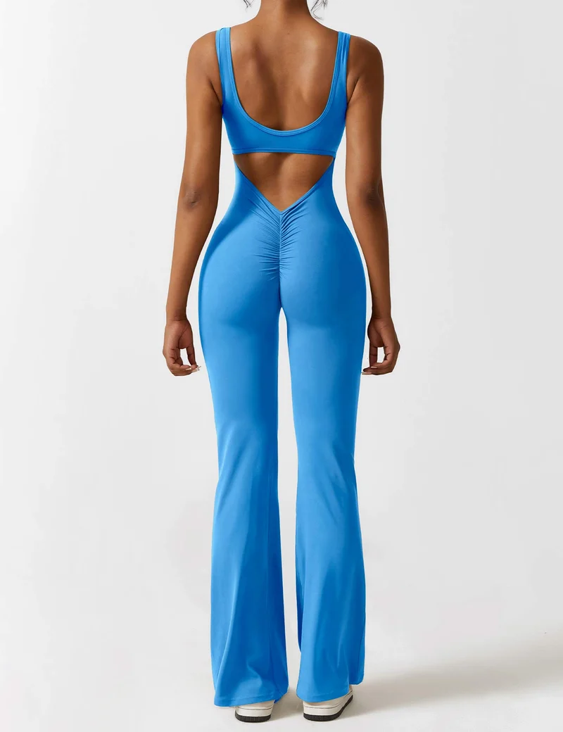 V-Rücken Auslaufender Jumpsuit