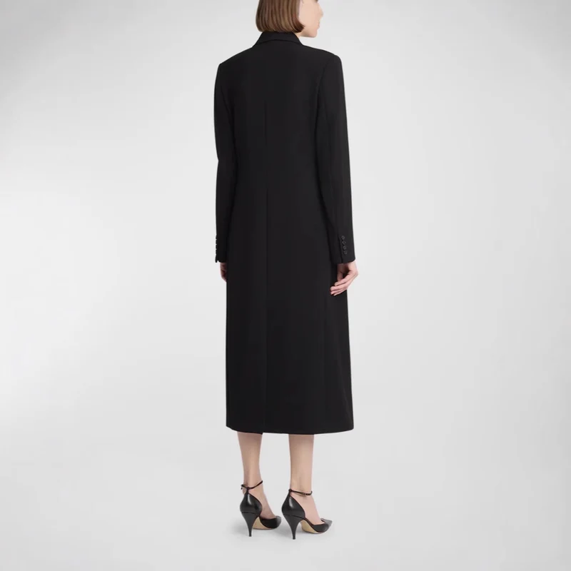 Damen Midilanger Doppelreihiger Blazer‑Mantel mit strukturierter Schulter und schlanker Passform Nord Taschen
